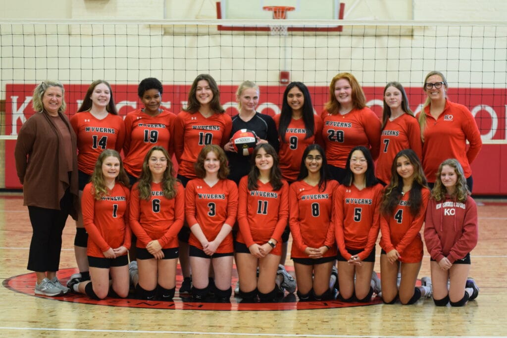 Girls at Kingswood Oxford in West Hartford participate in competitive sports, including volleyball