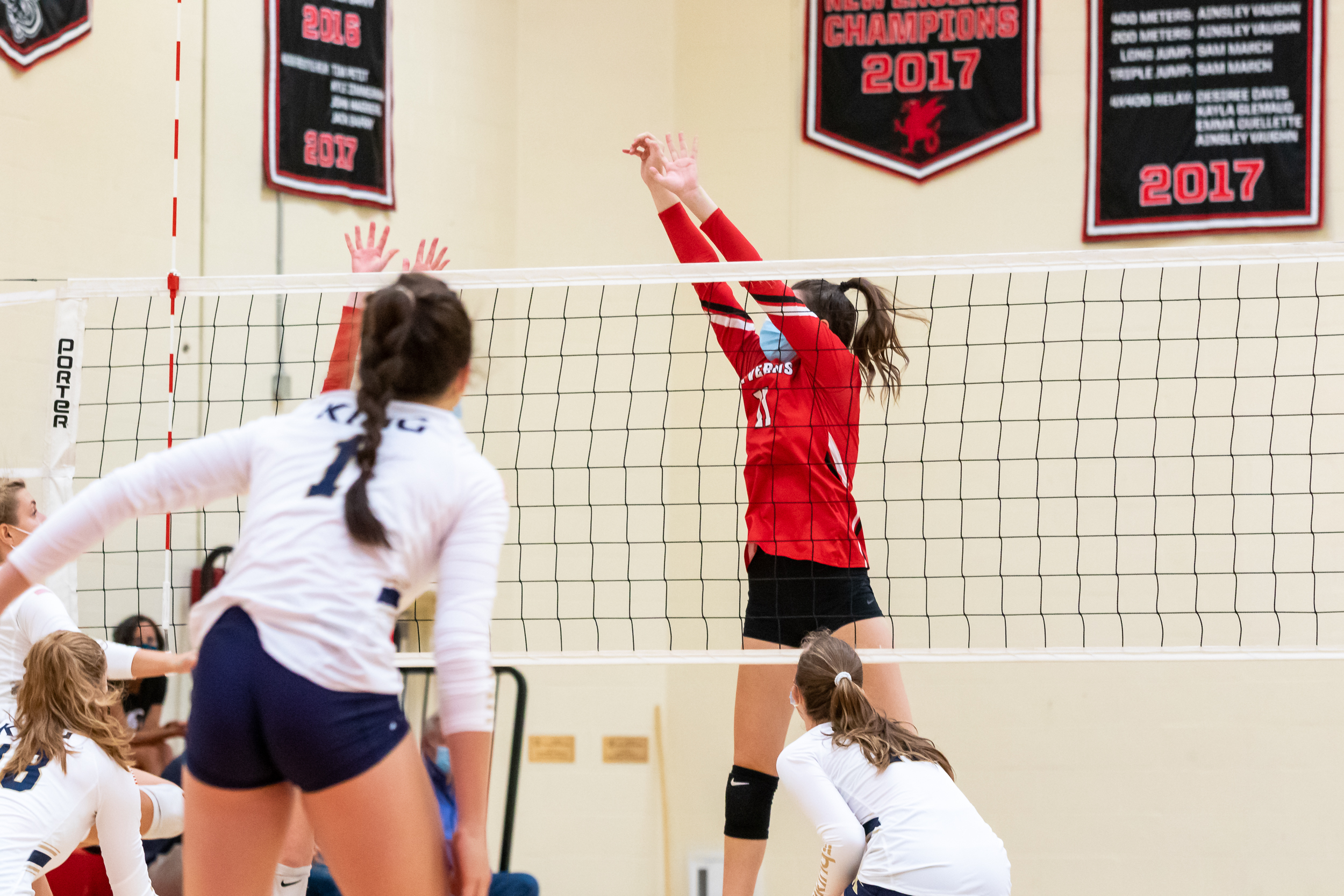 Girls at Kingswood Oxford compete in a highly competitive sports program, including volleyball
