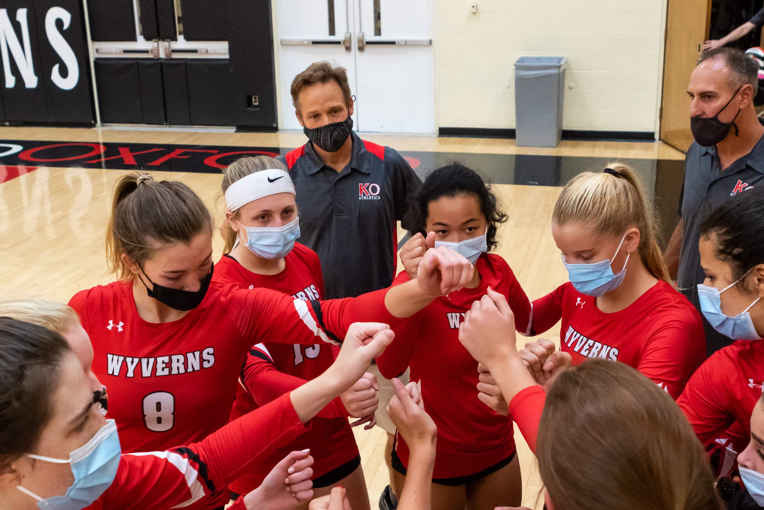 girls volleyball group Girls at Kingswood Oxford compete in a highly competitive sports program, including volleyball