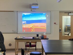 Environmental science class tours research vessel.